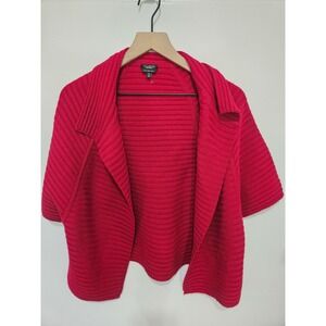 Talbots Red 100% Merino Wool Ribbed‎ Open Front Cardigan Sweater Womens XS